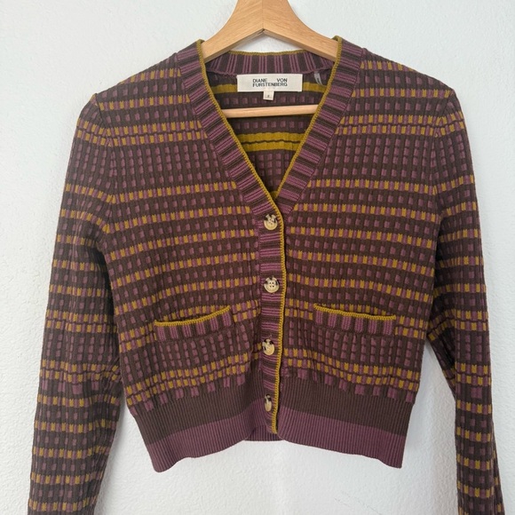 VF Diane von Furstenberg Gilda patterned-jacquard cardigan size S - Picture 9 of 11